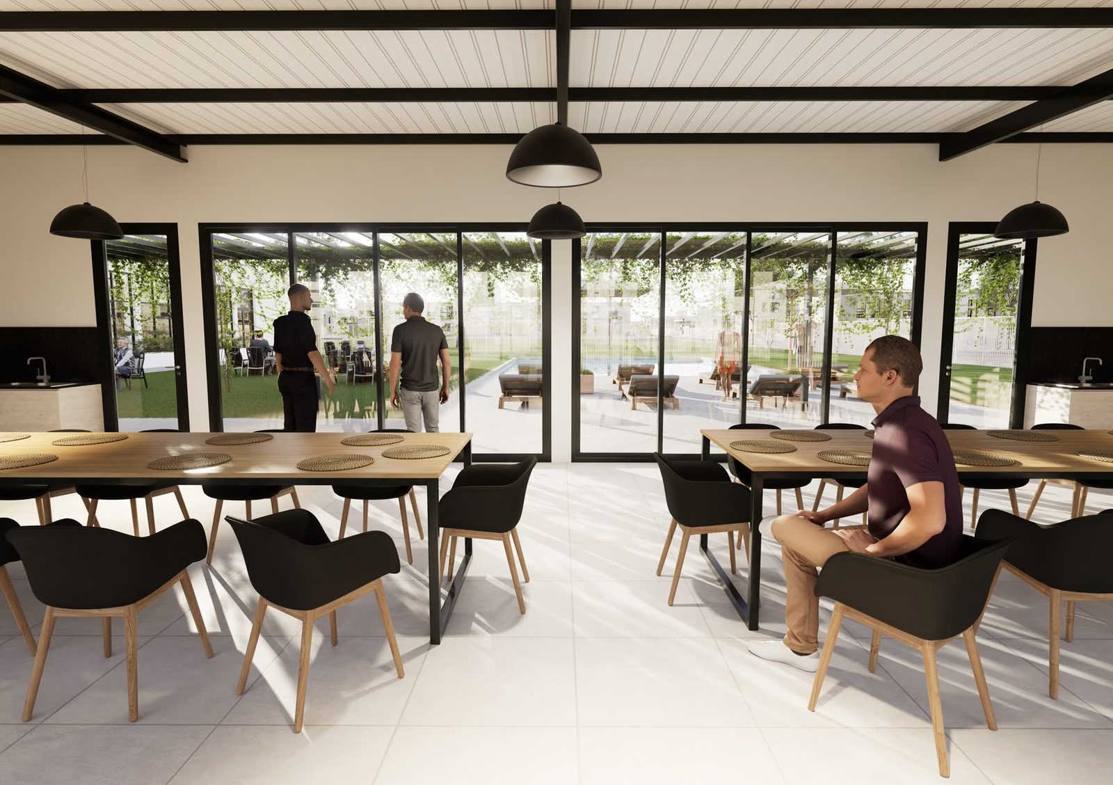Render del comedor y área social