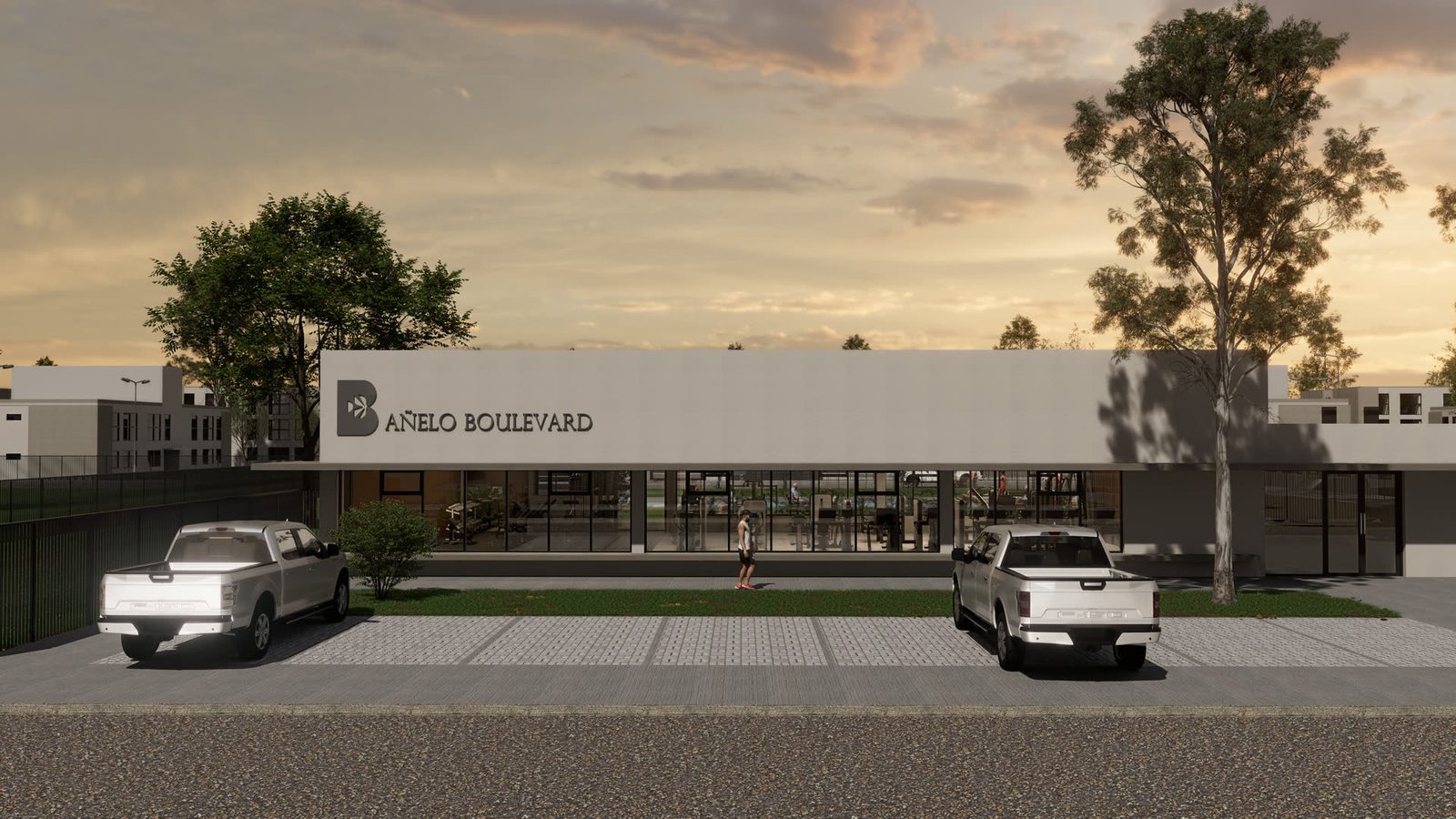 Render de la fachada de Añelo Boulevard